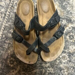 Black Double-Strap Sandals